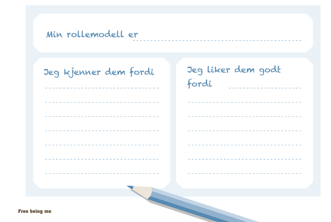 Tre polaroid-kort med teksten "Role Model" hengt opp med klyper på en snor